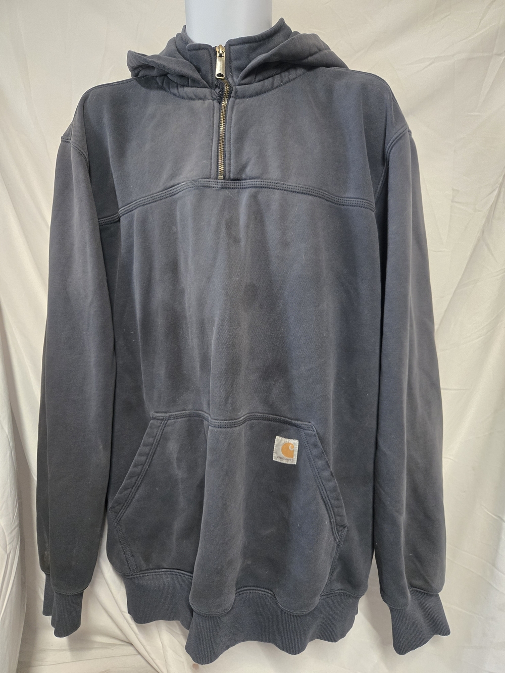 Carhartt Rain Defender Navy Half-Zip Hoodie Sweatshirt Loose Fit